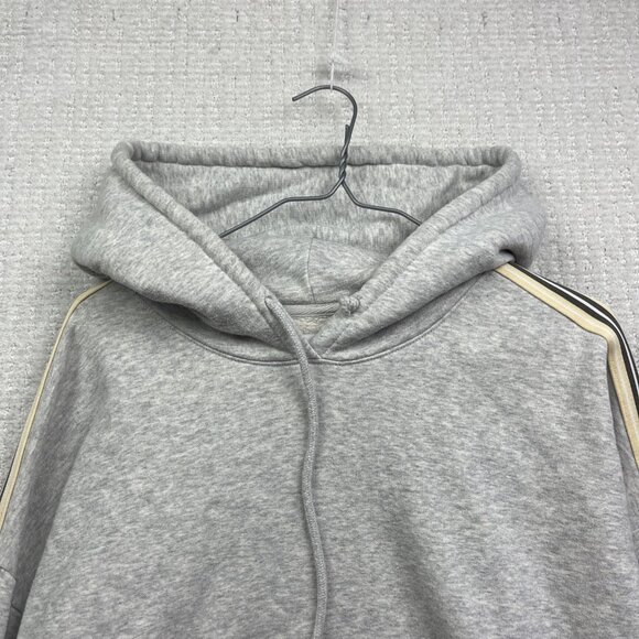 TNA Aritzia Cropped Hoodie Womens Size M White Icon Striped Sleeves Cozy Read - Picture 5 of 16